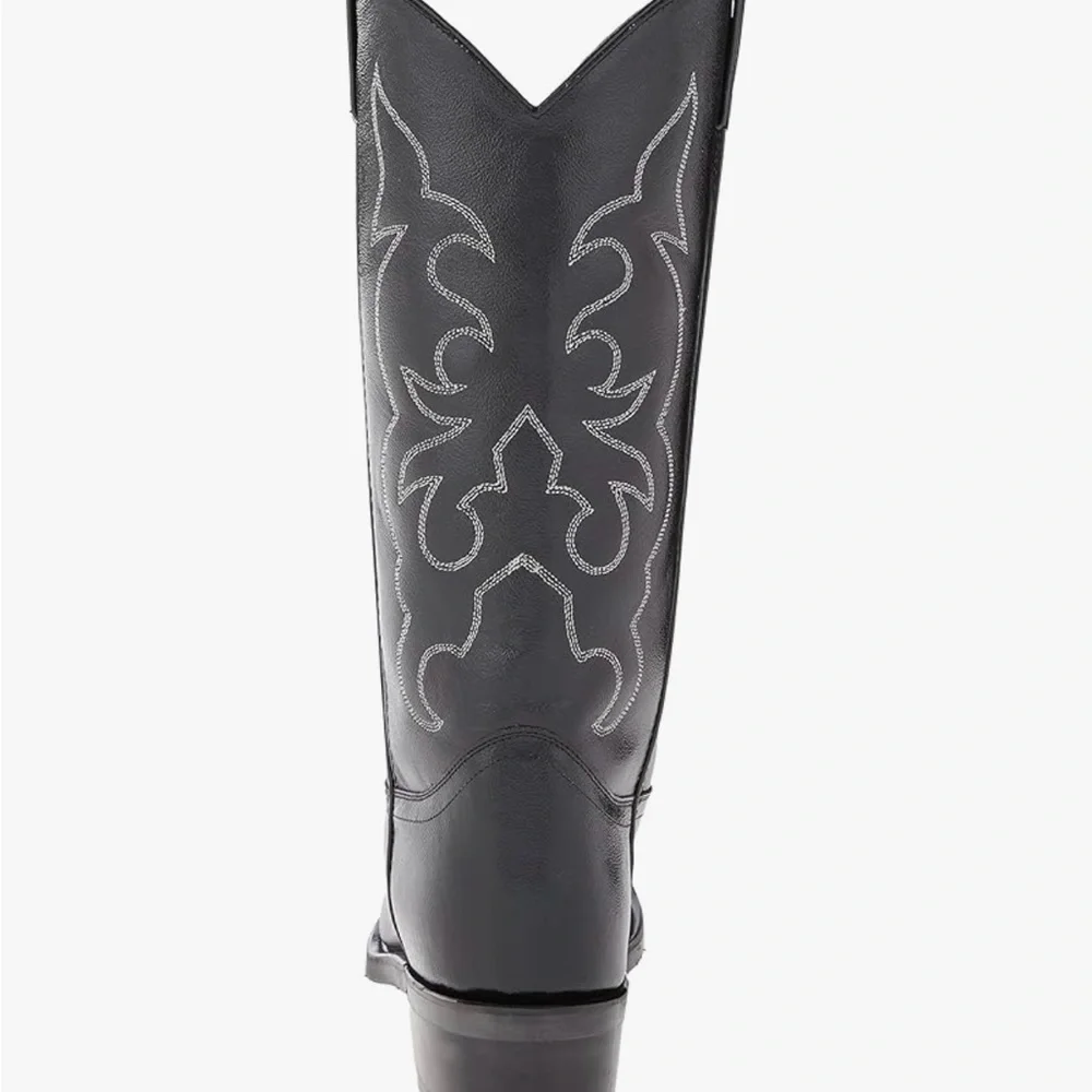 Old West men’s stitched cushioned round toe cowboy western boots, 10 wide - Picture 3 of 8